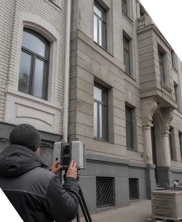 Лазерное сканирование фасадов зданий для обследования в Печоре